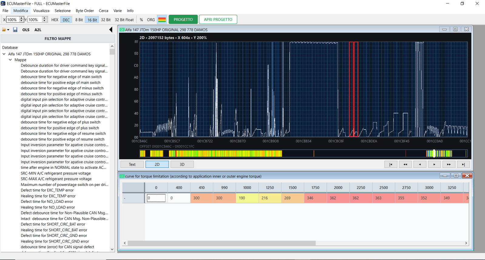 ECUMasterFile HEX e visualizzazione ECU