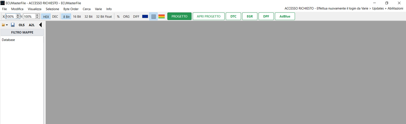 ECUMasterFile ECU Calibration Software - Visualizzazione HEX e 2D